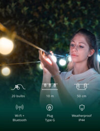 Twinkly Festoon App-Controlled Led Bulb Lights String With 20 Aww (Warm To Cool White) 10M Black Cable In/outdoor Smart Lights - thumbnail 8