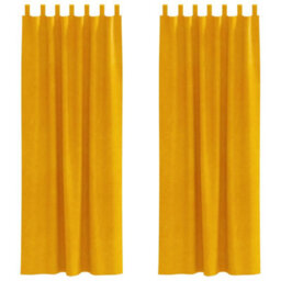 Berkfield Elegant Blackout Curtains With Hanging Loops 2 Pcs Mustard Yellow Velvet