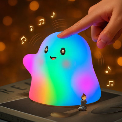Amorly Ghost Children's Night Light, Squishy Silicone Touch Reactive Lamp,3 Brightness Level Rgb Rechargeable Bedside Lamp - image 1