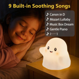 Amorly Ghost Children's Night Light, Squishy Silicone Touch Reactive Lamp,3 Brightness Level Rgb Rechargeable Bedside Lamp - thumbnail 5