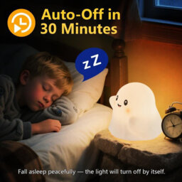 Amorly Ghost Children's Night Light, Squishy Silicone Touch Reactive Lamp,3 Brightness Level Rgb Rechargeable Bedside Lamp - thumbnail 4