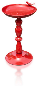 Netagon Outdoor Garden Free Standing Weatherproof Easy Assemble Red Pedestal Bird Bath - image 1