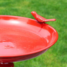 Netagon Outdoor Garden Free Standing Weatherproof Easy Assemble Red Pedestal Bird Bath - thumbnail 3