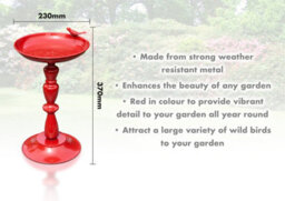 Netagon Outdoor Garden Free Standing Weatherproof Easy Assemble Red Pedestal Bird Bath - thumbnail 2