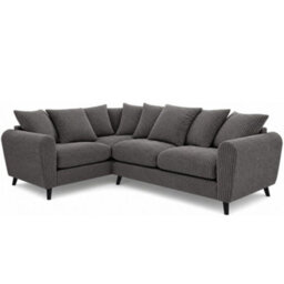 Sofaselectionuk Ltd Harlow Jumbo Cord Left Hand Dual Arm Corner Sofa, Modern Design In Grey