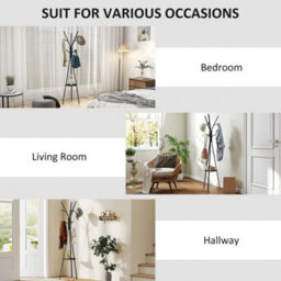 180Cm Free Standing Coat Rack Metal Shelf Holder Stand Display Clothes Hat - White - thumbnail 4