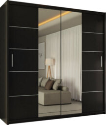 Sliding Wardrobes 4 u LTD Sliding Wardrobes 4U Baron Sliding Mirror Door Wardrobe In Sizes & 3 Colors - Black 120Cm - thumbnail 2