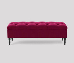 Alyana Ottoman Bench With Storage And Turned Wooden Legs, 180Cm Wide Ottoman Box - Claret Red Plush Velvet - thumbnail 3