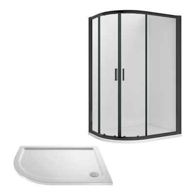 Balterley Almington Shower Enclosure Bundle: Offset Left Hand Quadrant & Slimline Tray, 1200 X 800 mm Black/white - image 1