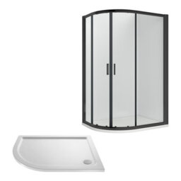 Balterley Almington Shower Enclosure Bundle: Offset Left Hand Quadrant & Slimline Tray, 1200 X 800 mm Black/white - thumbnail 1
