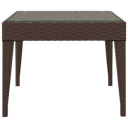 Berkfield Side Table Brown 50X50X38 Cm Poly Rattan And Tempered Glass - thumbnail 3
