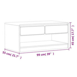 Berkfield Coffee Table Sauda Oak 99X55X45 Cm Solid Wood Pine - thumbnail 8