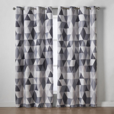 Luxury Living Mo Ring Top Printed Curtains Charcoal - image 1