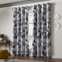 Luxury Living Mo Ring Top Printed Curtains Charcoal - thumbnail 2