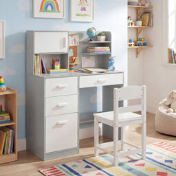 Gainoom Kids Grey Desk And Chair Set Wooden Children Writing Table Student Computer Workstation - thumbnail 5