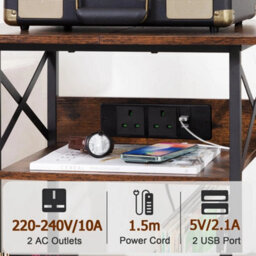 3 Tier Record Player Stand Side Table Vinyl Storage 100 Albums - thumbnail 4