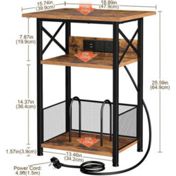 3 Tier Record Player Stand Side Table Vinyl Storage 100 Albums - thumbnail 2
