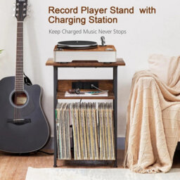 3 Tier Record Player Stand Side Table Vinyl Storage 100 Albums - thumbnail 3