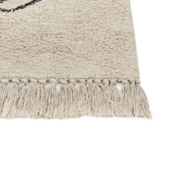 Wyld And Coco Casalux Cotton Tufted Area Rug Beige And Black Floral 80 X 150 Cm - thumbnail 5