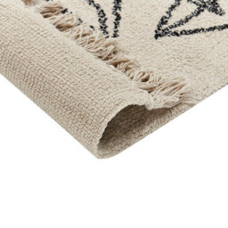 Wyld And Coco Casalux Cotton Tufted Area Rug Beige And Black Floral 80 X 150 Cm - thumbnail 4