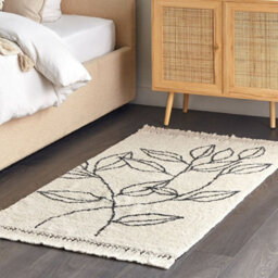 Wyld And Coco Casalux Cotton Tufted Area Rug Beige And Black Floral 80 X 150 Cm - thumbnail 2
