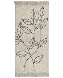 Wyld And Coco Casalux Cotton Tufted Area Rug Beige And Black Floral 80 X 150 Cm - thumbnail 1