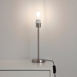 GoodHome Guiterne Brushed Chrome Effect Table Lamp Base - thumbnail 1