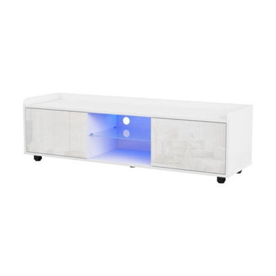 White 140Cm Tv Stand Rgb Led Glass Door - image 1
