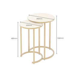 Wyld Haus Set Of 2 Buzios Cream Shagreen And Brass Nesting Tables - thumbnail 6