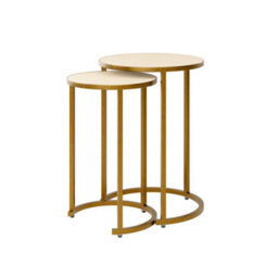 Wyld Haus Set Of 2 Buzios Cream Shagreen And Brass Nesting Tables - thumbnail 5