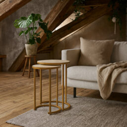 Wyld Haus Set Of 2 Buzios Cream Shagreen And Brass Nesting Tables - thumbnail 2