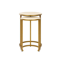 Wyld Haus Set Of 2 Buzios Cream Shagreen And Brass Nesting Tables - thumbnail 4