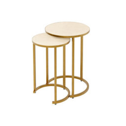 Wyld Haus Set Of 2 Buzios Cream Shagreen And Brass Nesting Tables - thumbnail 3