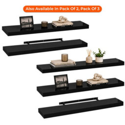Innoteck Black  High Gloss Floating Shelf Rectangular 110Cm Modern Wall Mounted Shelf - thumbnail 8