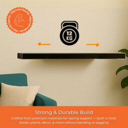 Innoteck Black  High Gloss Floating Shelf Rectangular 110Cm Modern Wall Mounted Shelf - thumbnail 3