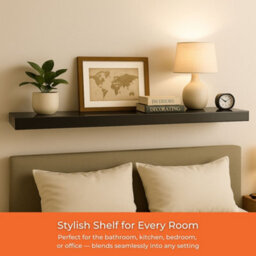 Innoteck Black  High Gloss Floating Shelf Rectangular 110Cm Modern Wall Mounted Shelf - thumbnail 6