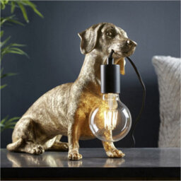 Loops 2 Pack Vintage Gold Paint Dashund Dog Table Lamp - 10W Led E27 - thumbnail 3