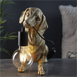 Loops 2 Pack Vintage Gold Paint Dashund Dog Table Lamp - 10W Led E27 - thumbnail 4