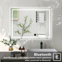 Probaty Bathrooms Bathroom 3 Colors Backlit Led Mirror 800X600mm With Bluetooth Shaver Socket Memory Function,anti-Fog Wall Mounted Vanity Mirror - thumbnail 3