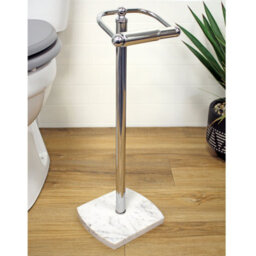 Showerdrape Octavia White Marble & Chrome Freestanding Toilet Roll Holder