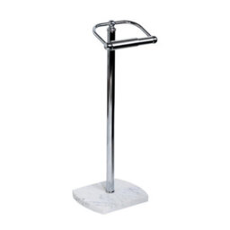 Showerdrape Octavia White Marble & Chrome Freestanding Toilet Roll Holder - thumbnail 2
