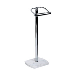 Showerdrape Octavia White Marble & Chrome Freestanding Toilet Roll Holder - thumbnail 3