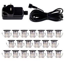 First Choice Lighting Set Of 20 - 30mm Black Ip67 Warm White Led Decking Kit - thumbnail 1