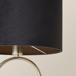 Valuelights Antonia Black Velvet Drum Lamp Shade Brushed Chrome Oval Table Lamp And Led Bulb - thumbnail 4