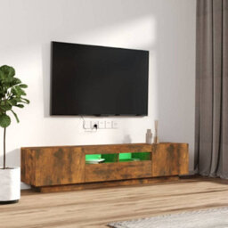 Berkfield 2 Piece Tv Cabinet Set With Led Lights Smoked Oak Engineered Wood - thumbnail 4