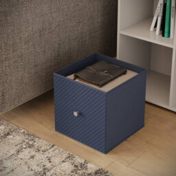 Urbn-Living Grey, Navy Blue - Asymmetrical 8 Cube Bookcase Unit W/ 6 Drawer Inserts - thumbnail 4