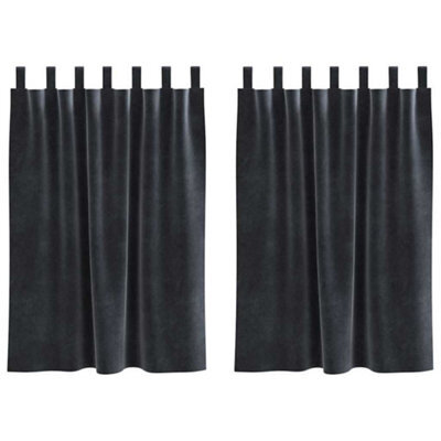 Berkfield Modern Blackout Curtains With Hanging Loops 2 Pcs Dark Grey Velvet - image 1