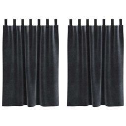 Berkfield Modern Blackout Curtains With Hanging Loops 2 Pcs Dark Grey Velvet - thumbnail 1