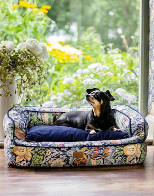 Morris & Co. Sofa Bed For Dogs, Navy Strawberry Thief Print, With Memory Foam For Extra Comfort, 68Cm X 55Cm, Medium - image 1