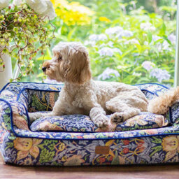 Morris & Co. Sofa Bed For Dogs, Navy Strawberry Thief Print, With Memory Foam For Extra Comfort, 68Cm X 55Cm, Medium - thumbnail 5